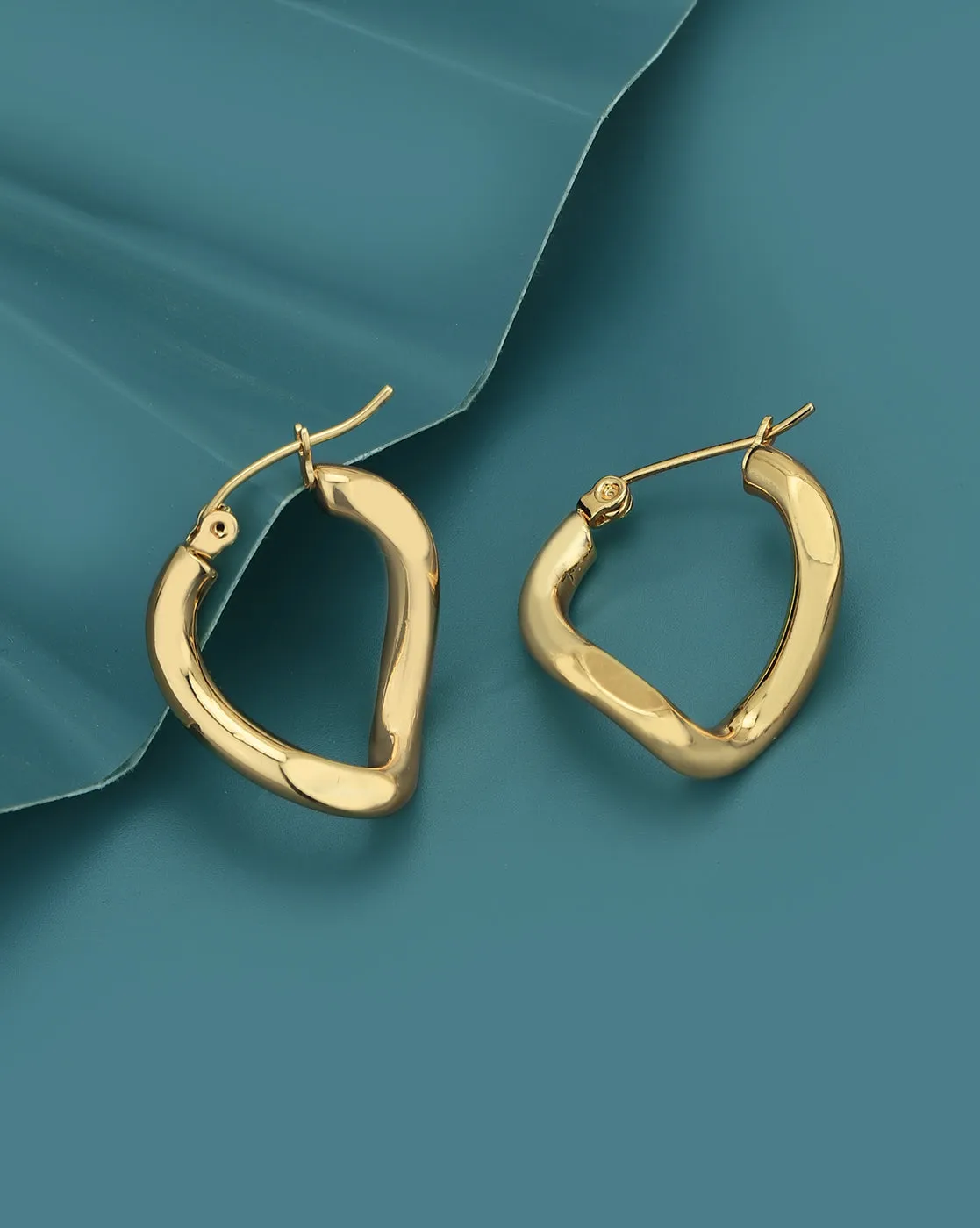 Gold Plated Contemporary Hoop Earring for women