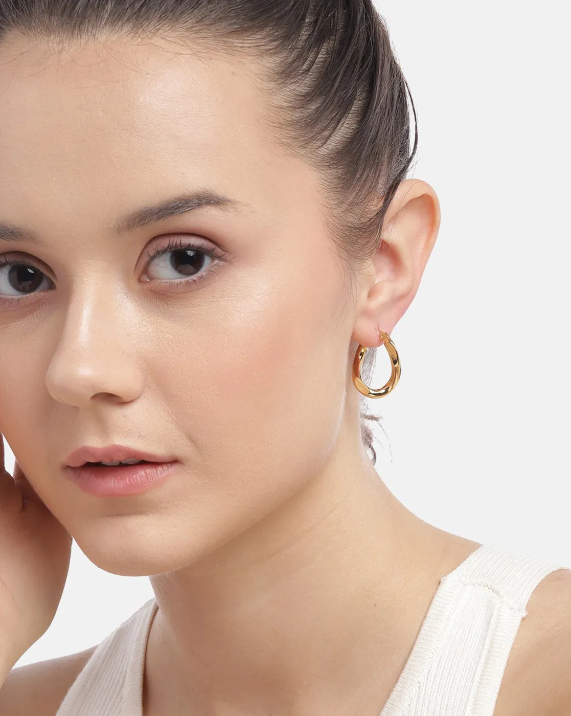 Gold Plated Contemporary Hoop Earring for women