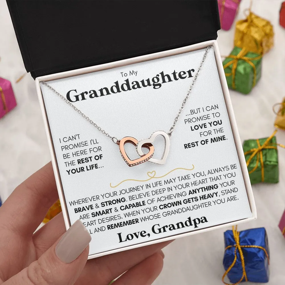 Granddaughter 14k Gold Hearts 'Be Brave' Necklace (Love, Grandpa)