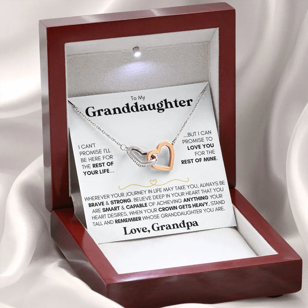 Granddaughter 14k Gold Hearts 'Be Brave' Necklace (Love, Grandpa)