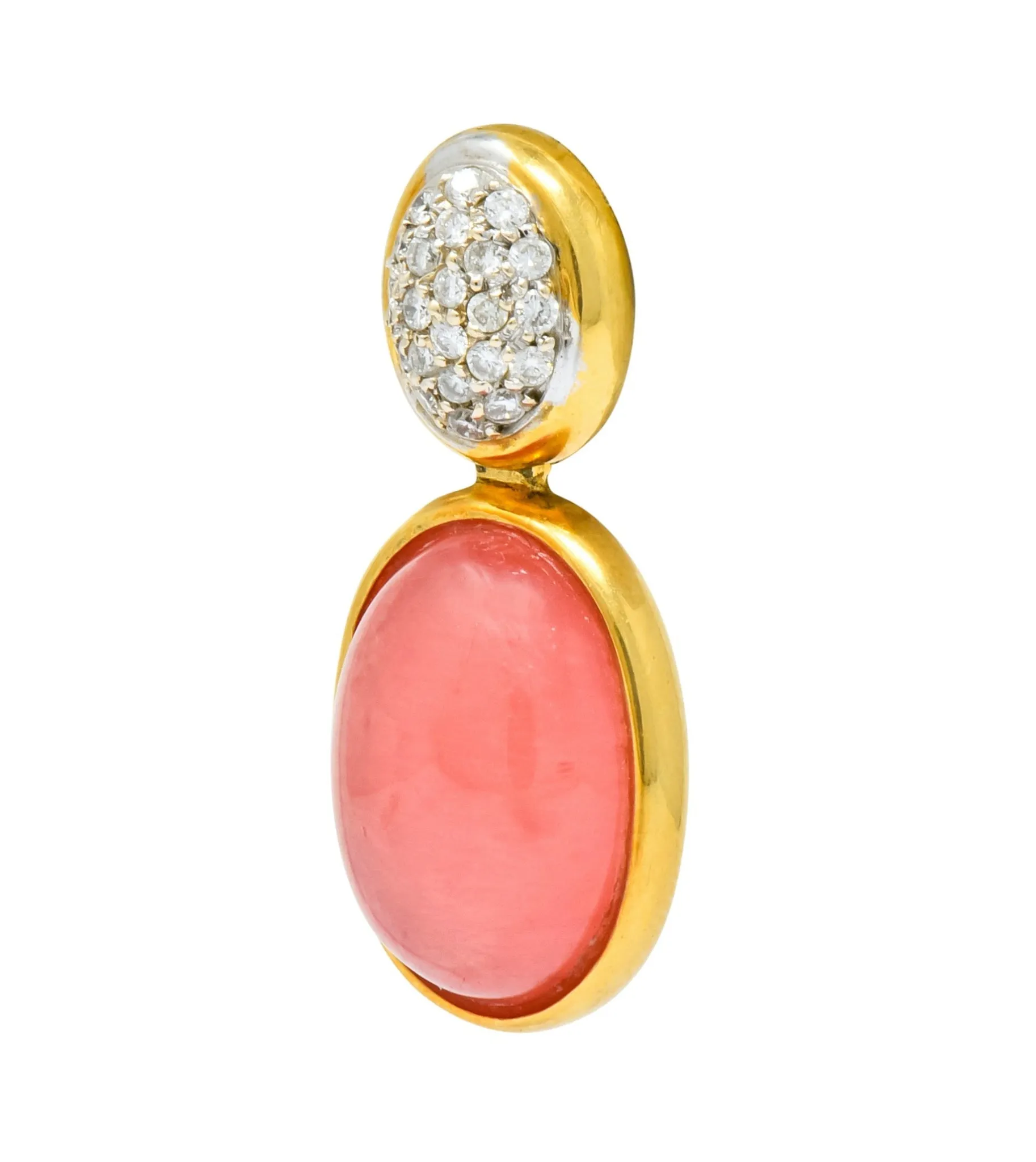 H. Stern Diamond Rhodochrosite 18 Karat Gold Drop Vintage Earrings