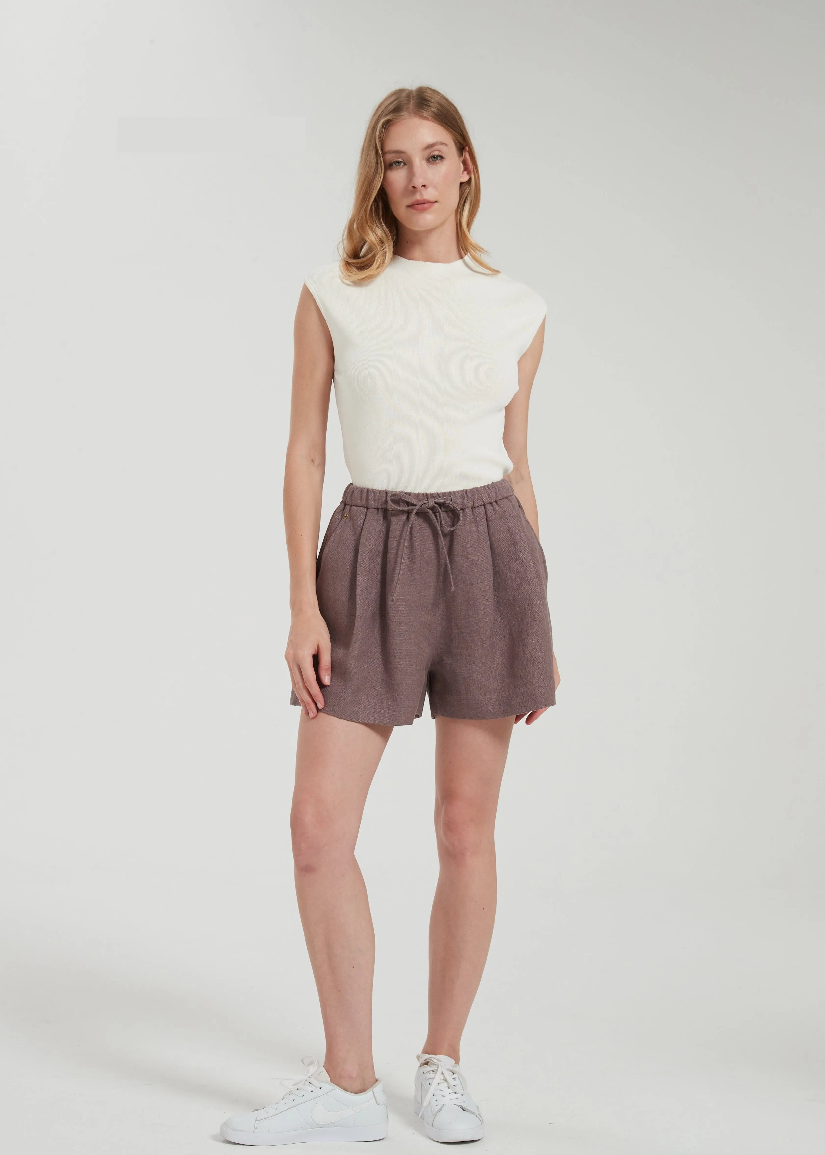 Handmade Hemp Shorts in Dusty Purple