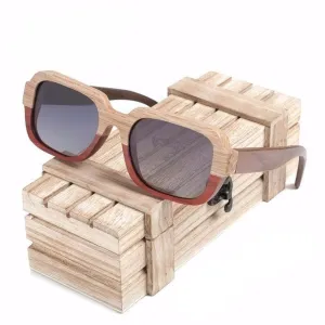 Handmade Polarized Wood Sunglasses in Wood Gift Box - Grey,Brown