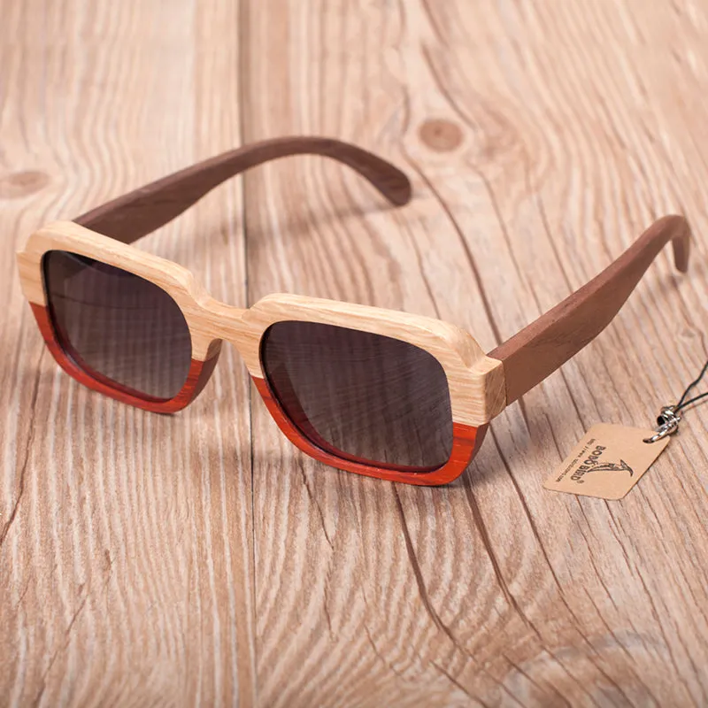 Handmade Polarized Wood Sunglasses in Wood Gift Box - Grey,Brown