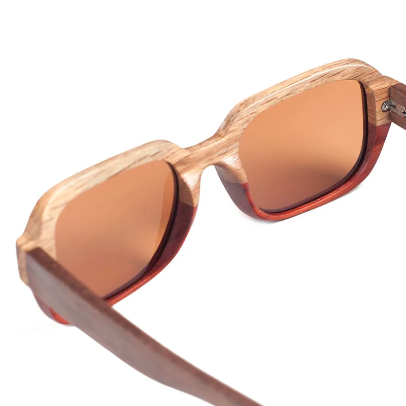 Handmade Polarized Wood Sunglasses in Wood Gift Box - Grey,Brown