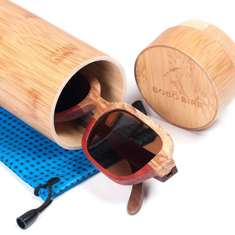 Handmade Polarized Wood Sunglasses in Wood Gift Box - Grey,Brown