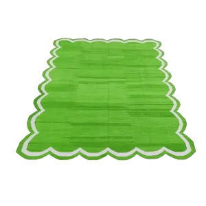 Handmade Scalloped Cotton Area Rug - Green