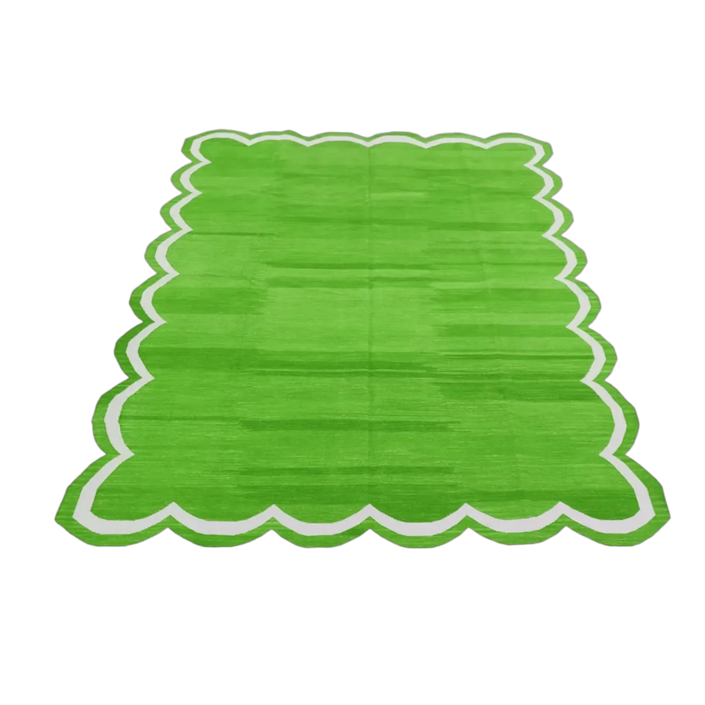 Handmade Scalloped Cotton Area Rug - Green