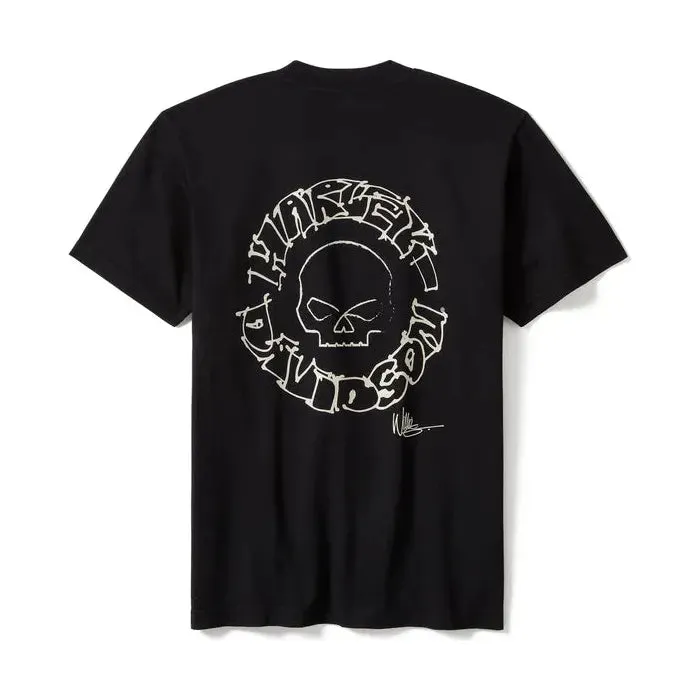 Harley-Davidson® Willie G Circle Skull Sketch Art Short Sleeve - True Black