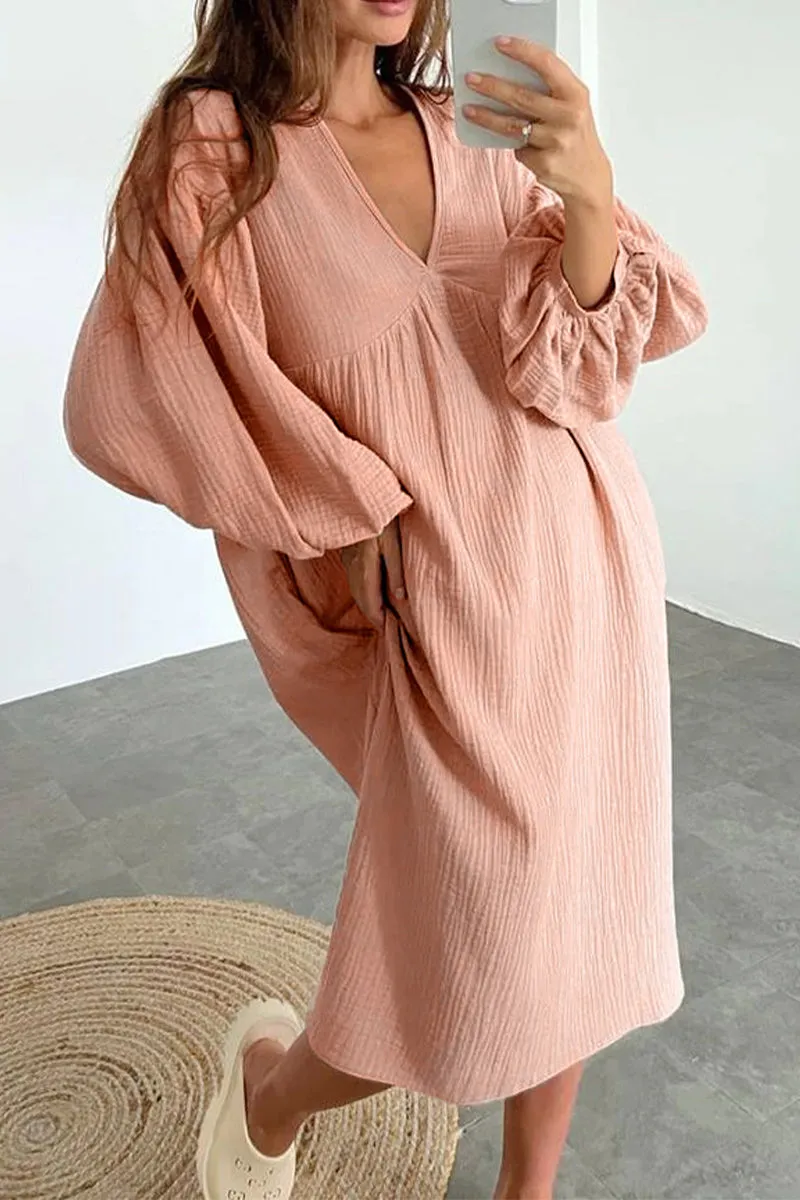 HBR1167 Breezy Balloon-Sleeve Dress