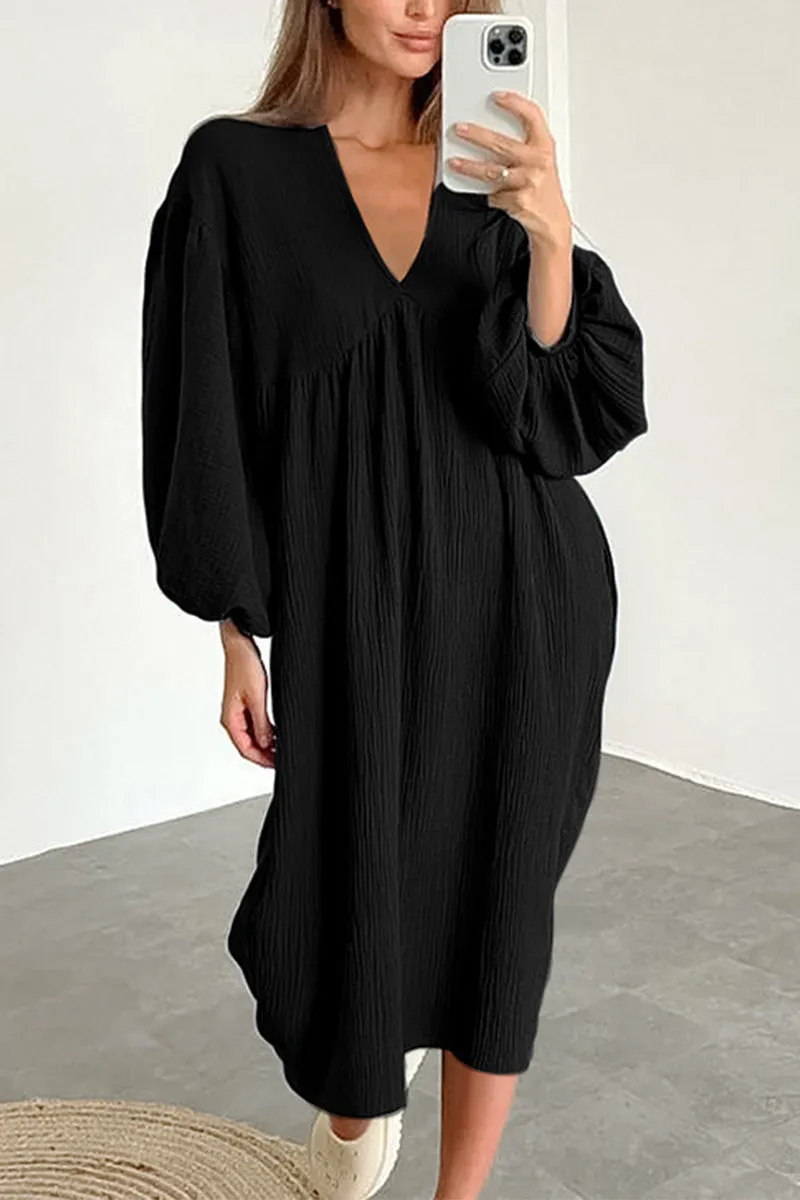 HBR1167 Breezy Balloon-Sleeve Dress