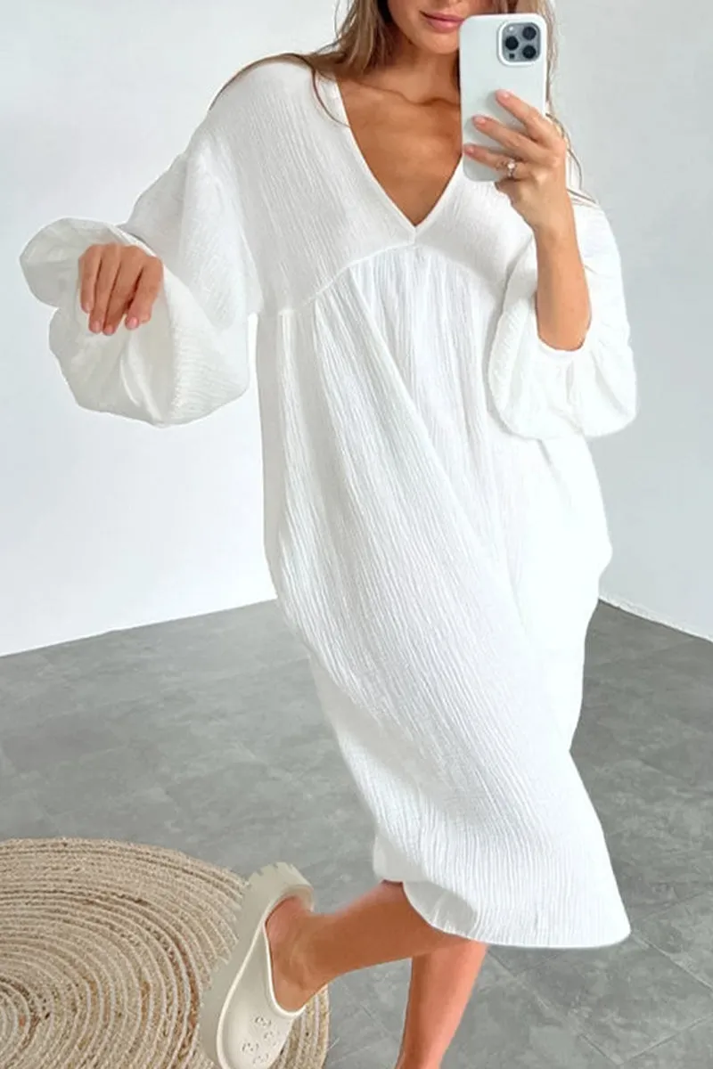 HBR1167 Breezy Balloon-Sleeve Dress