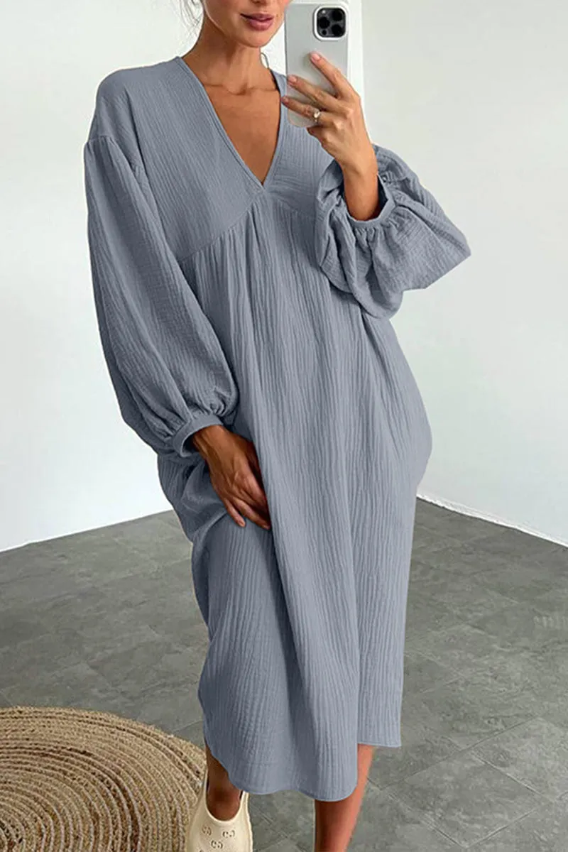 HBR1167 Breezy Balloon-Sleeve Dress