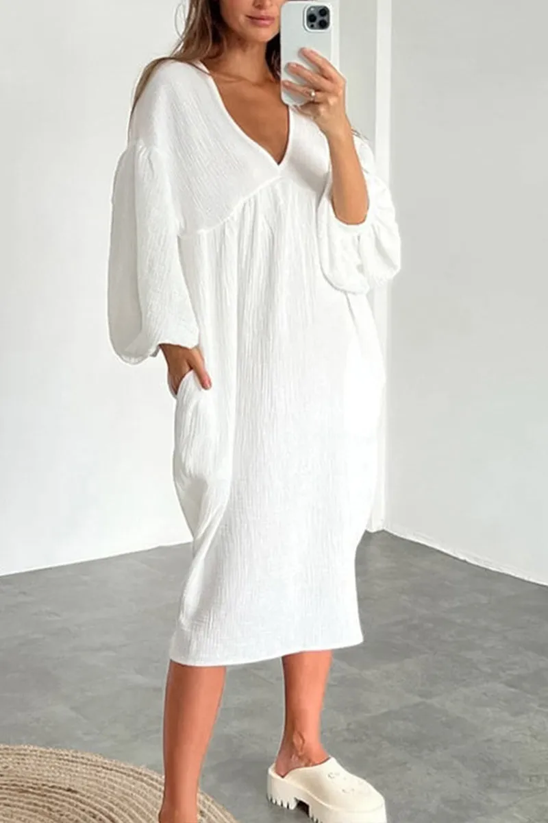 HBR1167 Breezy Balloon-Sleeve Dress