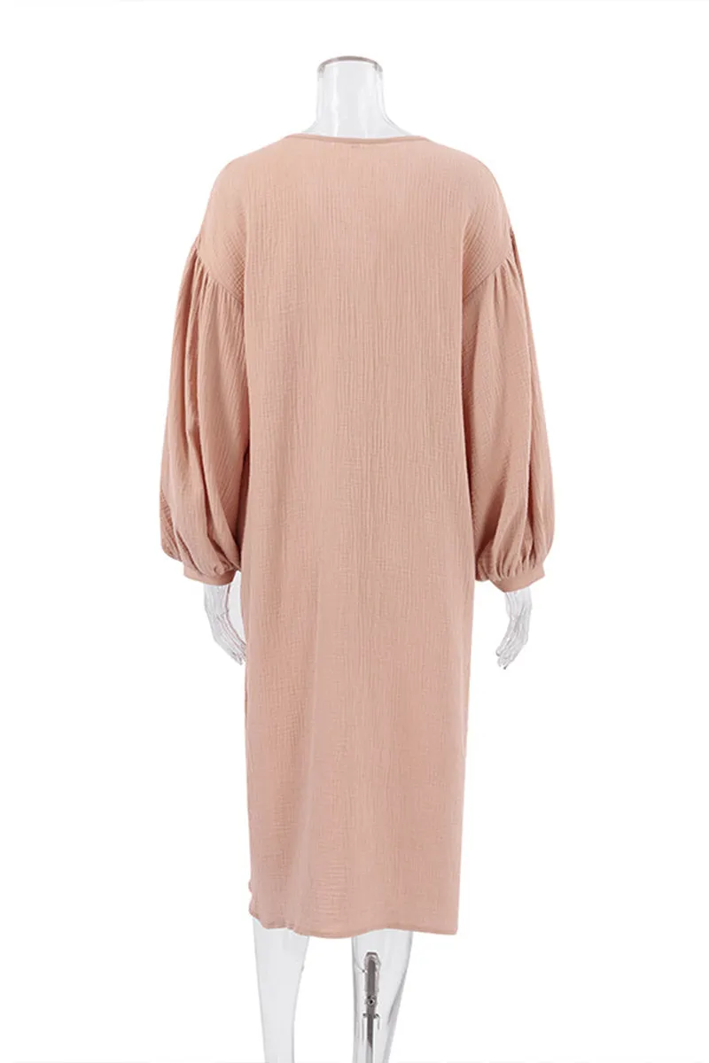 HBR1167 Breezy Balloon-Sleeve Dress