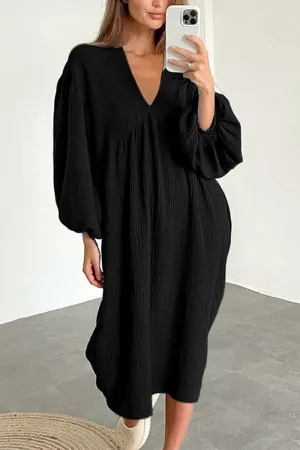 HBR1167 Breezy Balloon-Sleeve Dress