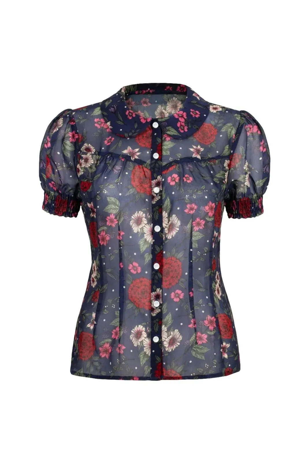 Hell Bunny Camellia Blouse - 1950's Vintage Floral Print