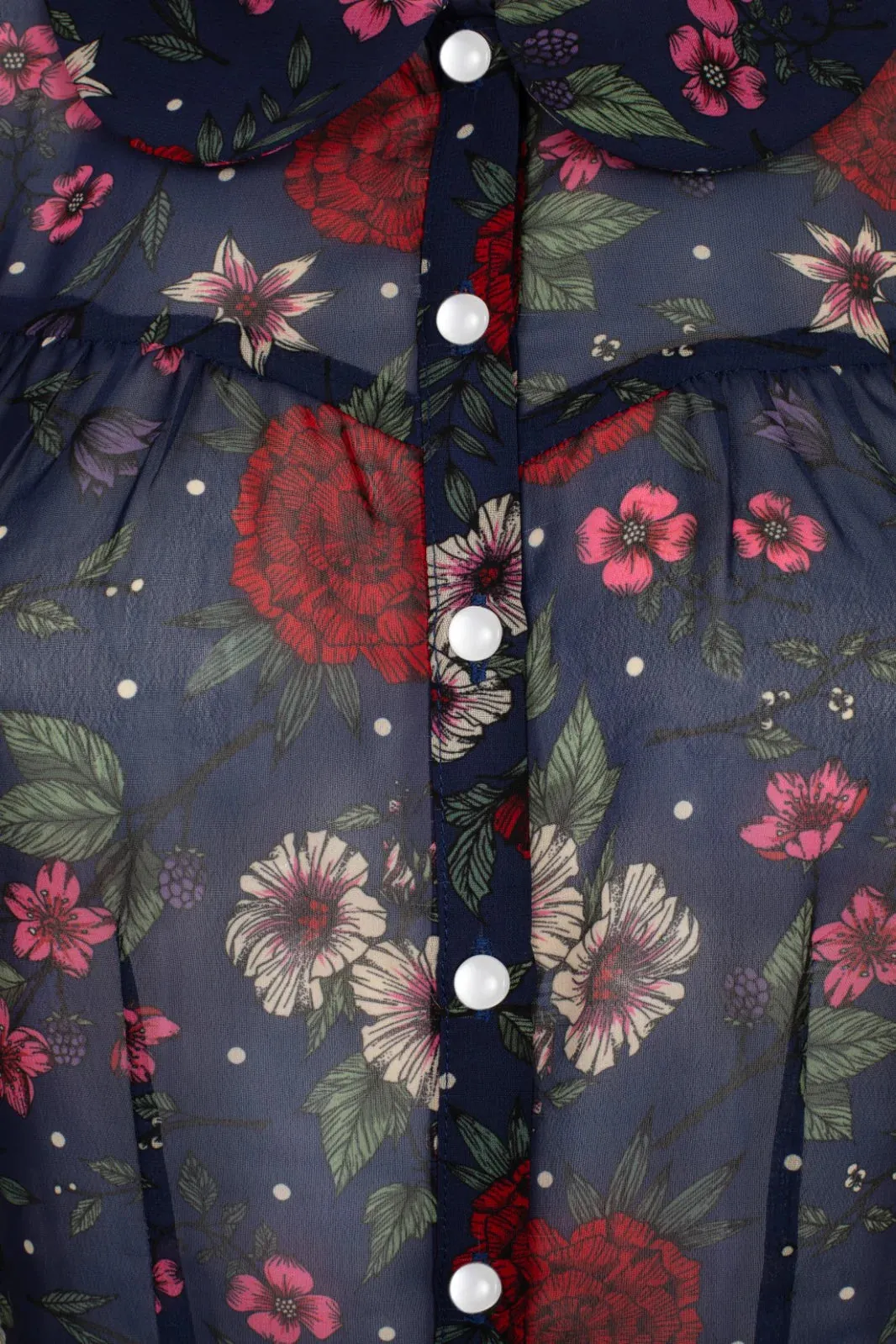 Hell Bunny Camellia Blouse - 1950's Vintage Floral Print