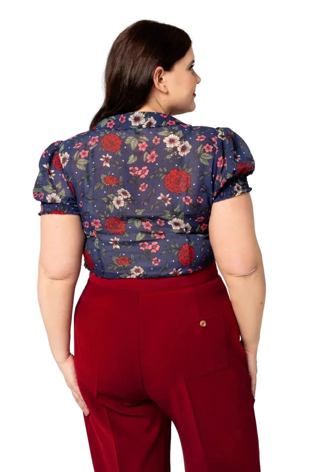 Hell Bunny Camellia Blouse - 1950's Vintage Floral Print