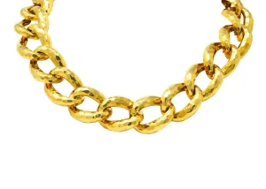 Henry Dunay Vintage 18 Karat Gold Faceted Curb Link Necklace Circa 1980