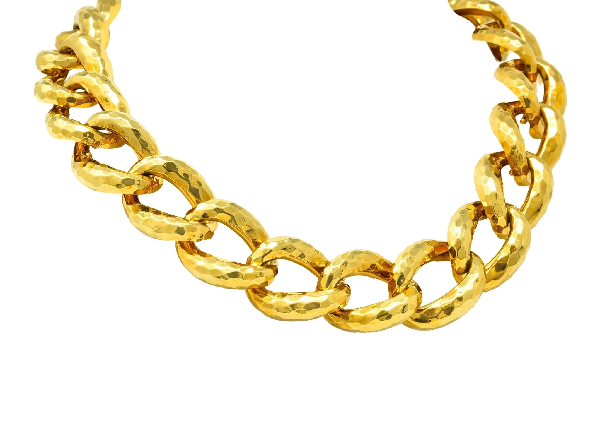 Henry Dunay Vintage 18 Karat Gold Faceted Curb Link Necklace Circa 1980