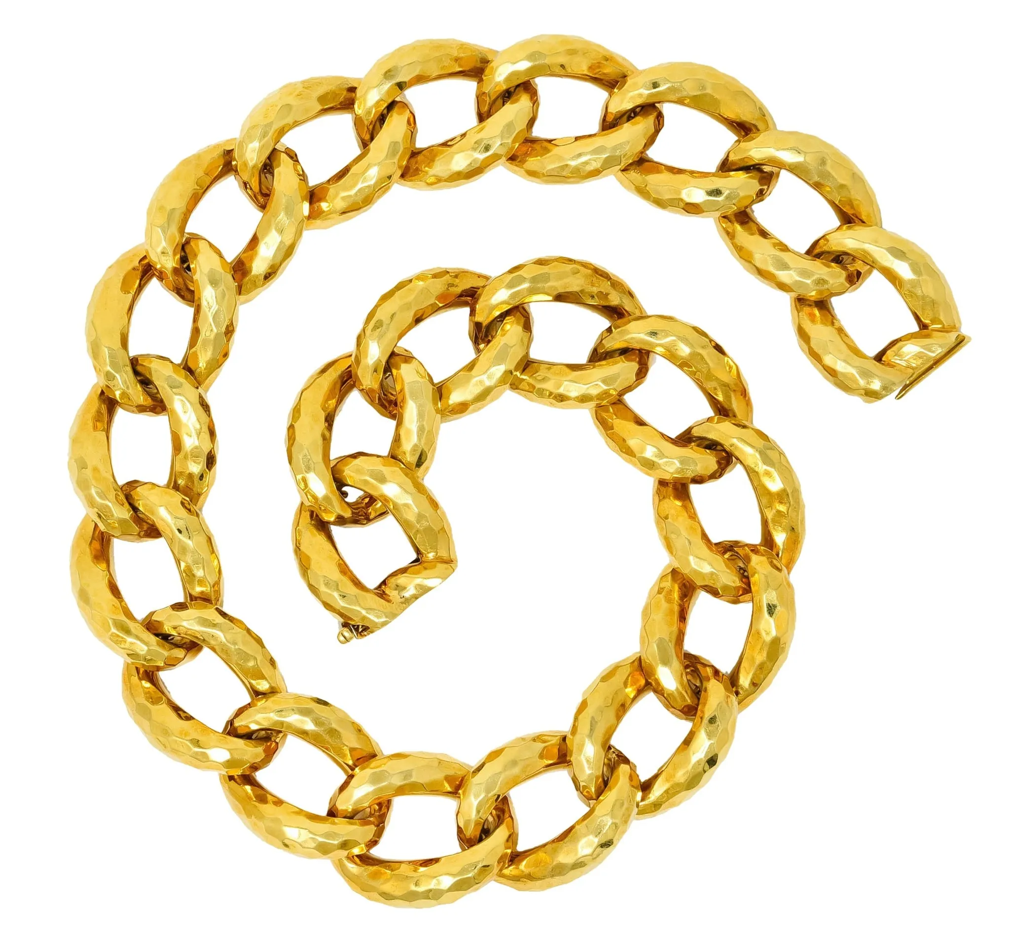 Henry Dunay Vintage 18 Karat Gold Faceted Curb Link Necklace Circa 1980