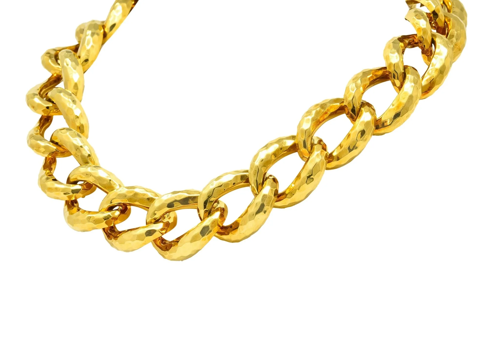 Henry Dunay Vintage 18 Karat Gold Faceted Curb Link Necklace Circa 1980
