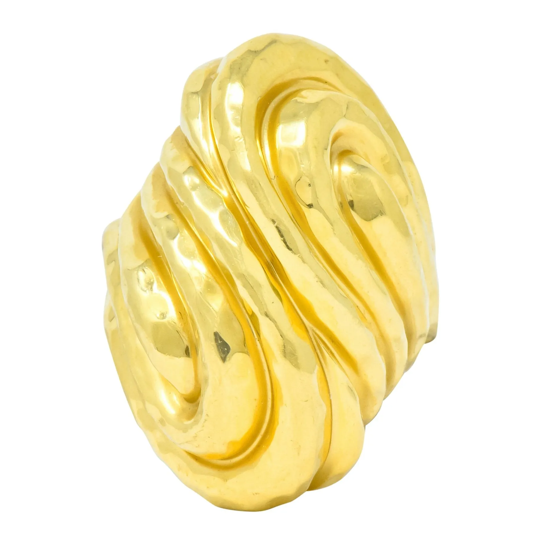 Henry Dunay Vintage 18 Karat Gold Hammered Swirl Ring Circa 1980