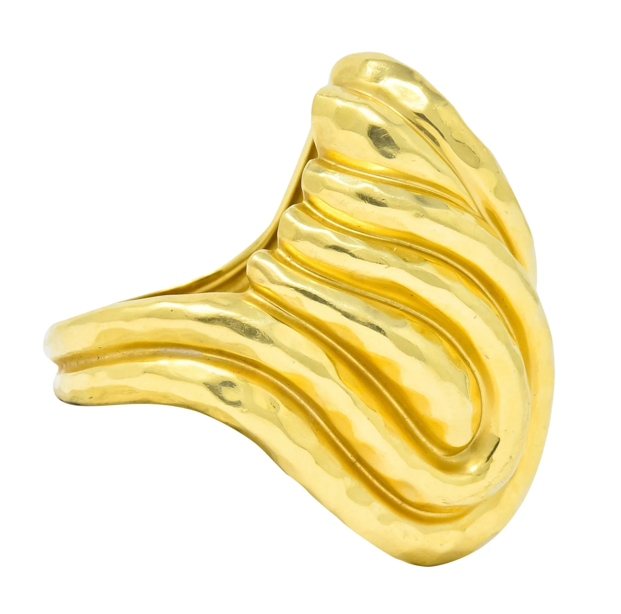 Henry Dunay Vintage 18 Karat Gold Hammered Swirl Ring Circa 1980