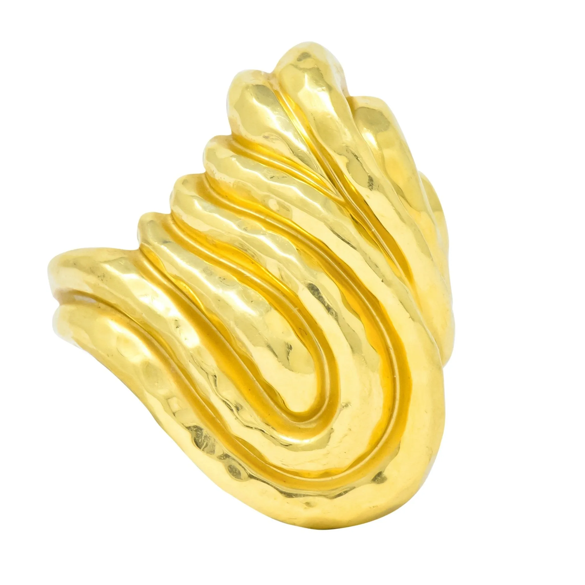 Henry Dunay Vintage 18 Karat Gold Hammered Swirl Ring Circa 1980