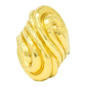 Henry Dunay Vintage 18 Karat Gold Hammered Swirl Ring Circa 1980