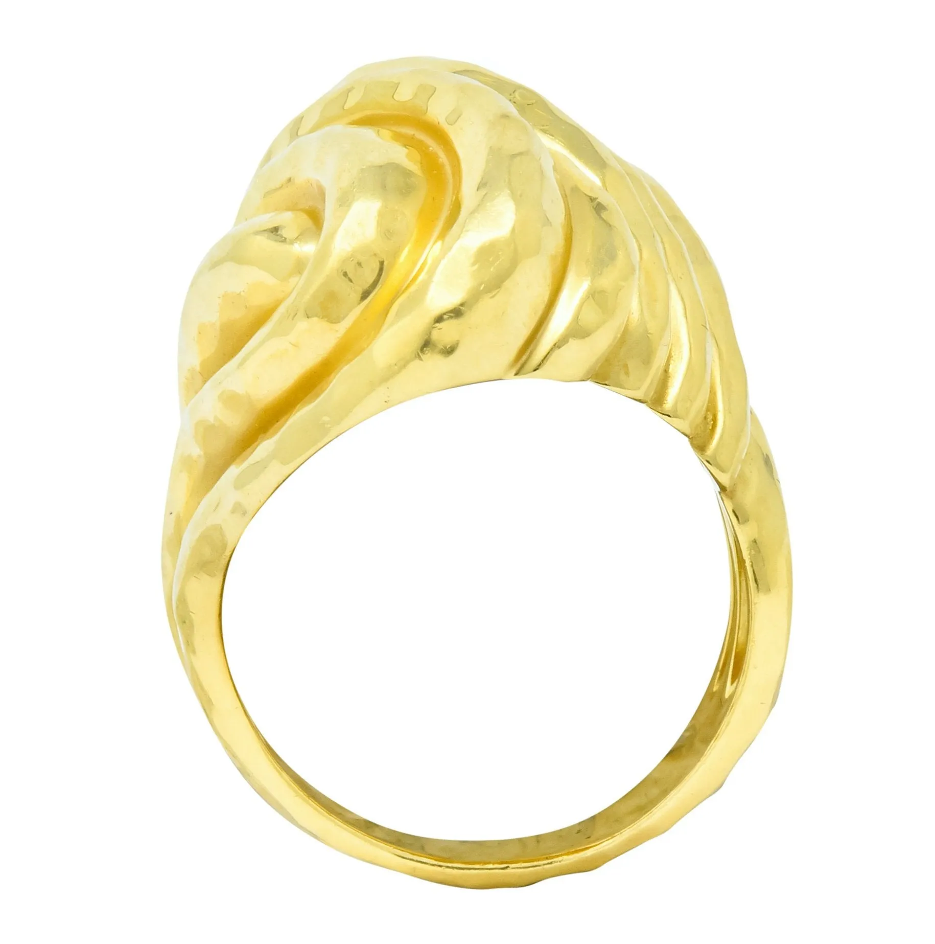 Henry Dunay Vintage 18 Karat Gold Hammered Swirl Ring Circa 1980