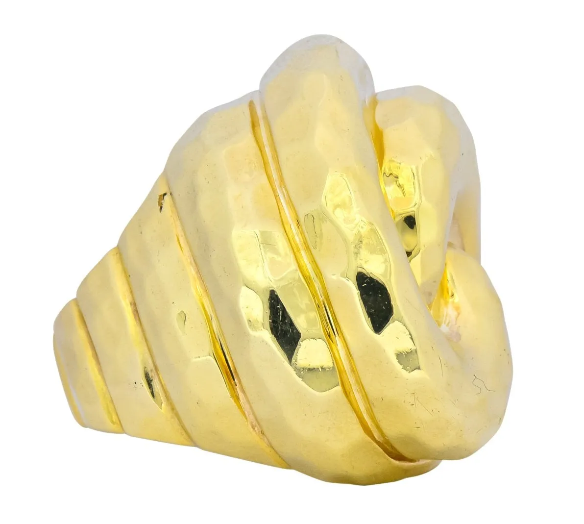 Henry Dunay Vintage 18 Karat Yellow Gold Hammered Swirl Ring