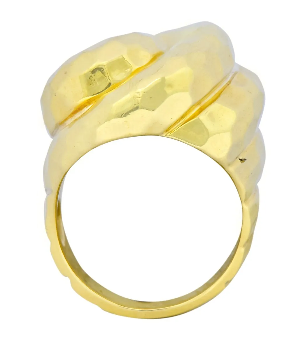 Henry Dunay Vintage 18 Karat Yellow Gold Hammered Swirl Ring