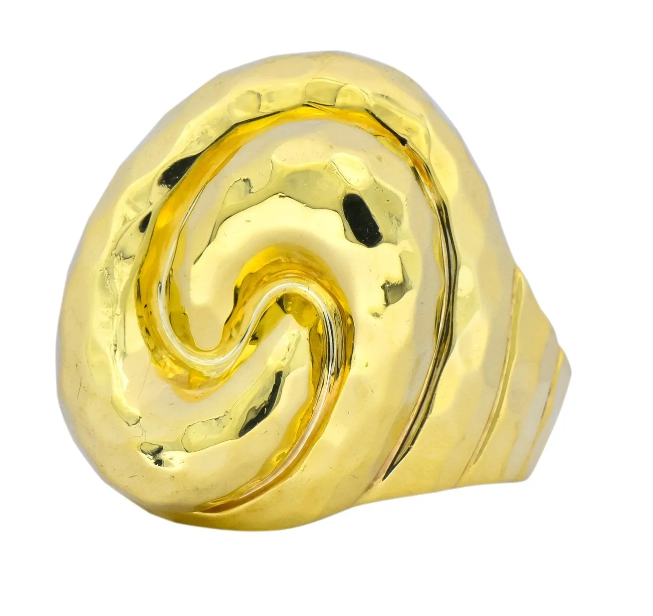 Henry Dunay Vintage 18 Karat Yellow Gold Hammered Swirl Ring