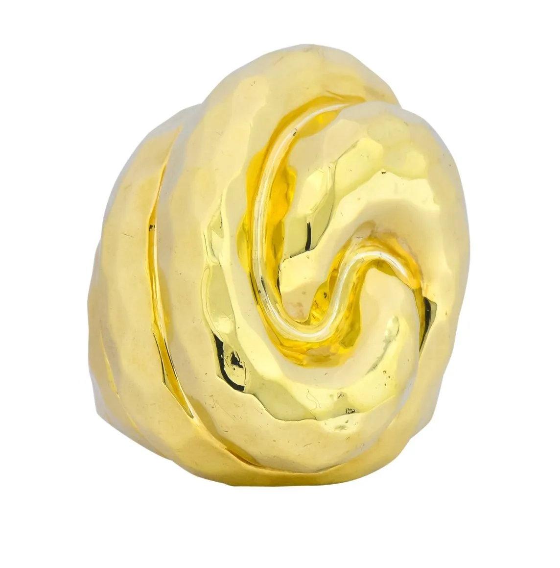 Henry Dunay Vintage 18 Karat Yellow Gold Hammered Swirl Ring