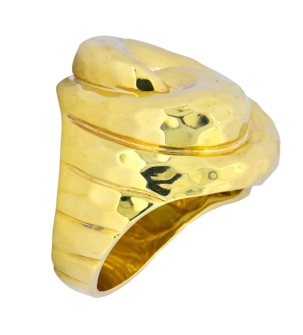 Henry Dunay Vintage 18 Karat Yellow Gold Hammered Swirl Ring