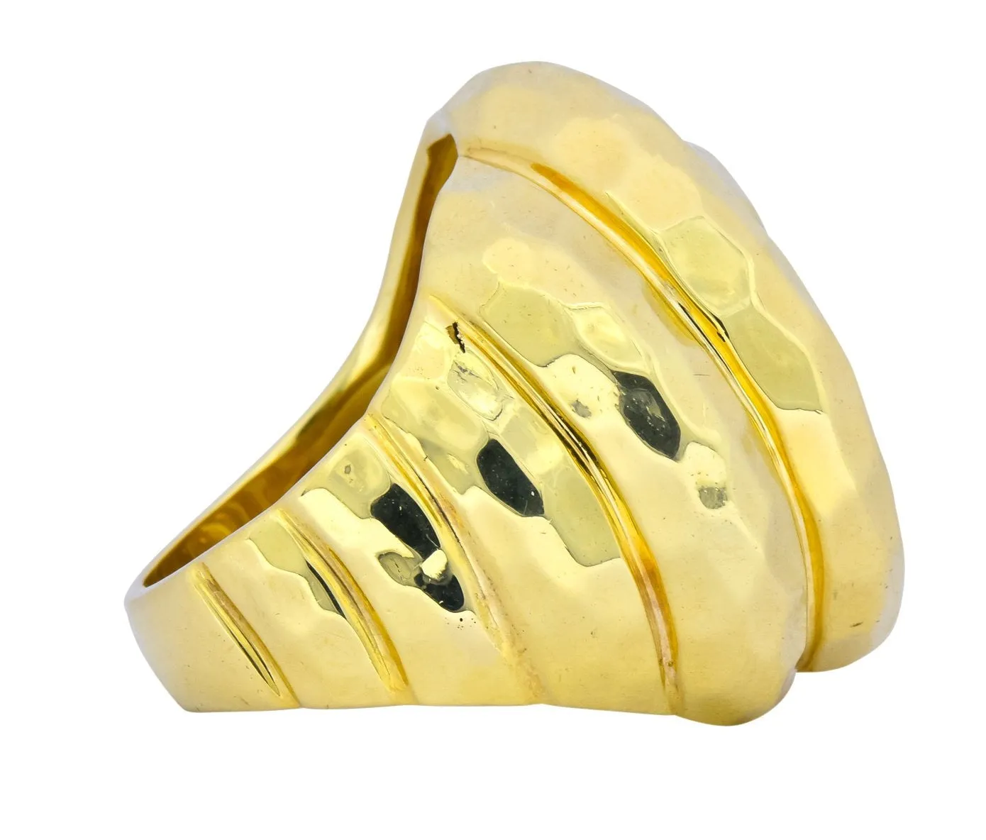 Henry Dunay Vintage 18 Karat Yellow Gold Hammered Swirl Ring