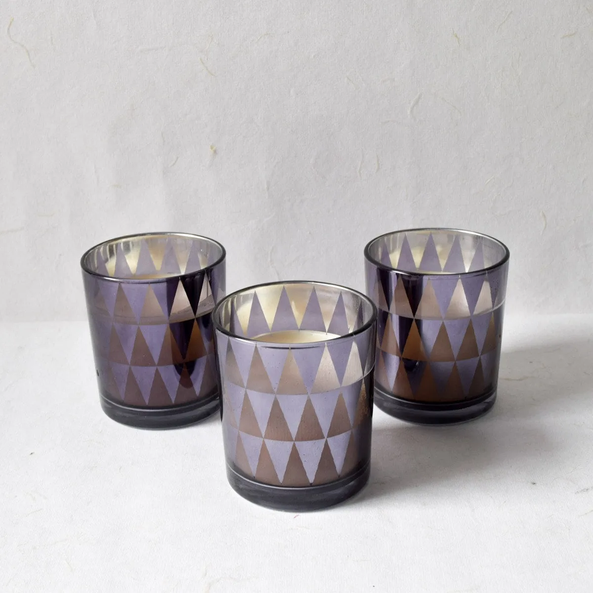 Home Artisan Dark Grey Triangle-Pattern Candles - Set of 3