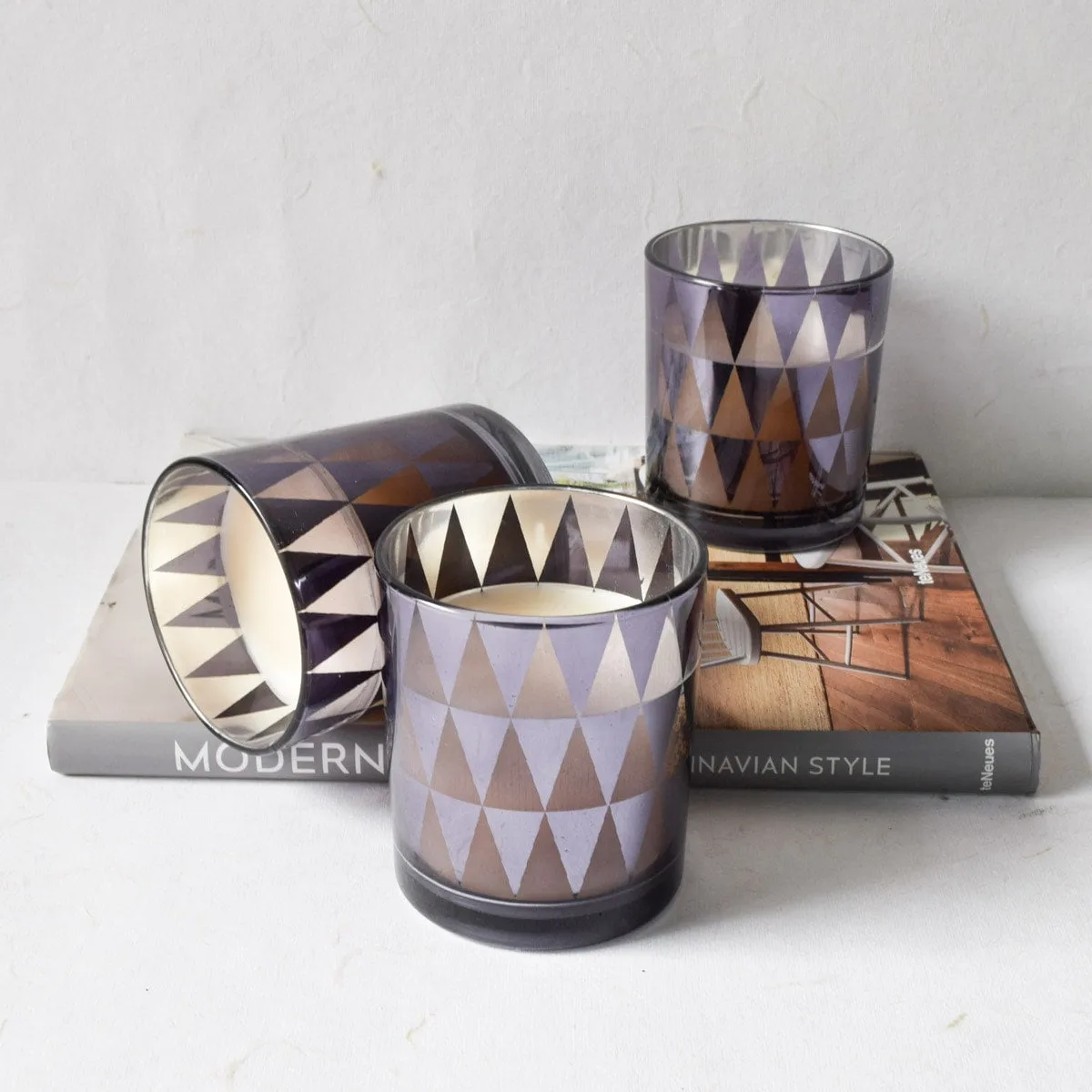 Home Artisan Dark Grey Triangle-Pattern Candles - Set of 3