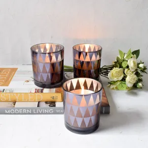 Home Artisan Dark Grey Triangle-Pattern Candles - Set of 3