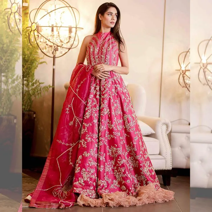 Hot Pink Indian Reception Dress For Bride # B2060