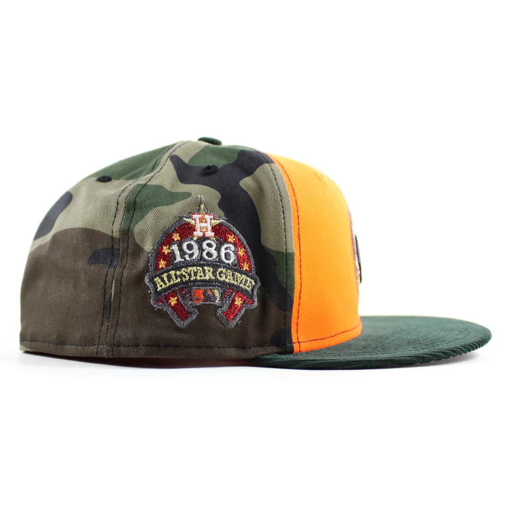 Houston Astros 1986 All Star Game New Era 59Fifty Fitted Hat (Hunter Orange WoodLand Camo Green Gray Under Brim)
