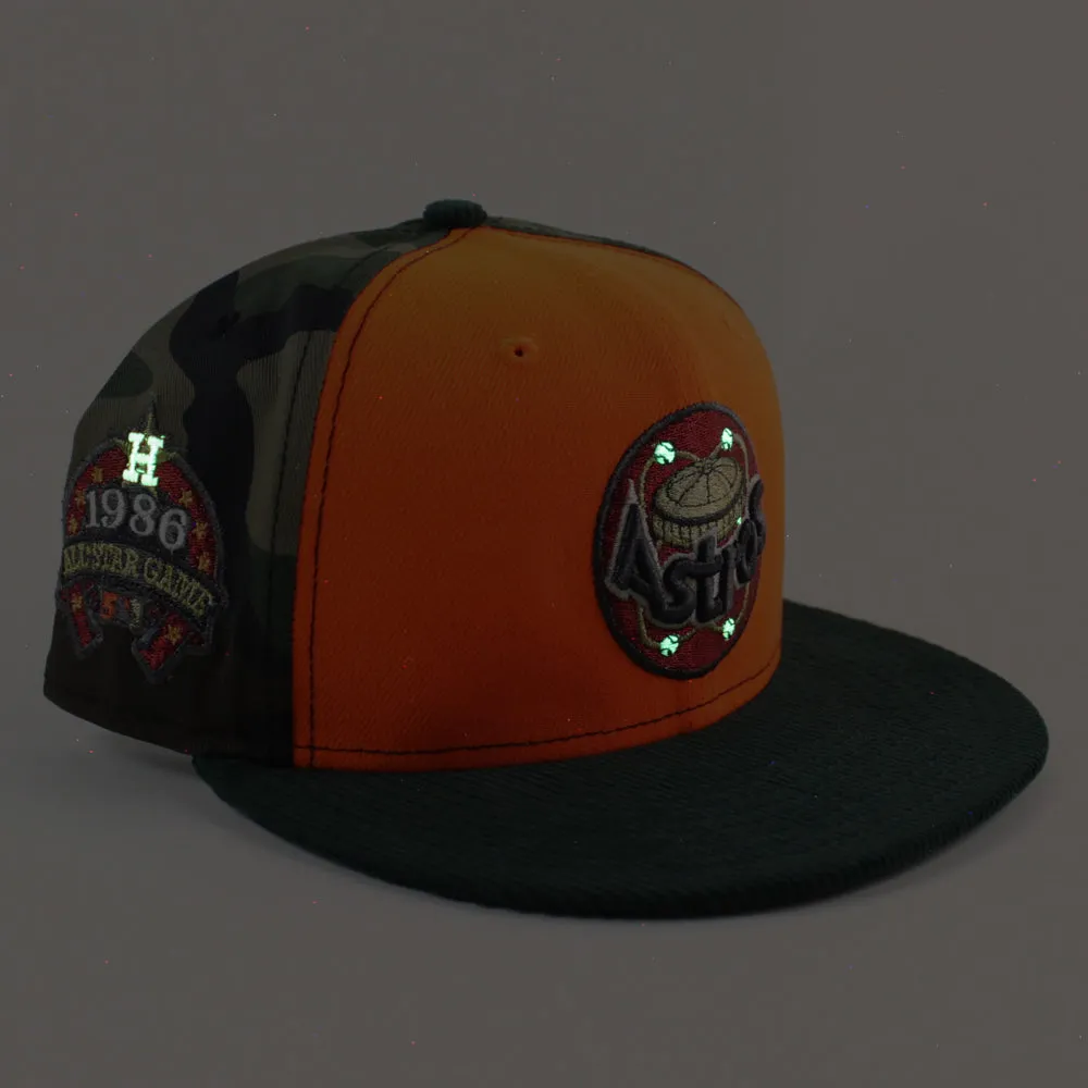 Houston Astros 1986 All Star Game New Era 59Fifty Fitted Hat (Hunter Orange WoodLand Camo Green Gray Under Brim)