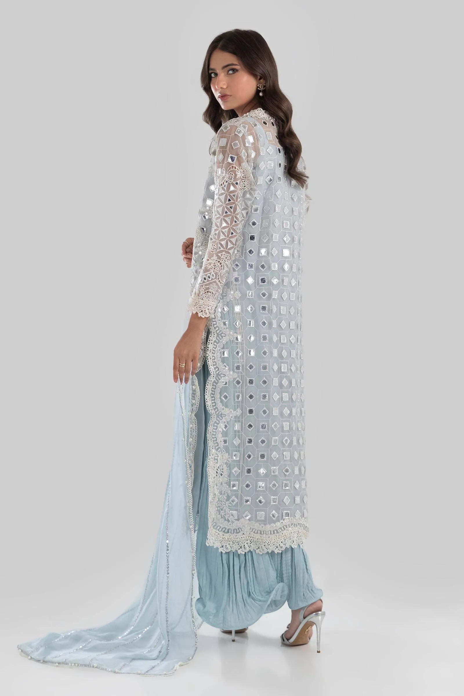 Ice Blue Straight Shirt Style Luxury Pret Pakistani Salwar Kameez