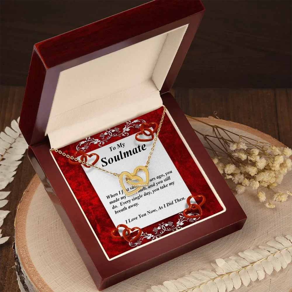 Interlocking Hearts Necklace, Custom Message Card