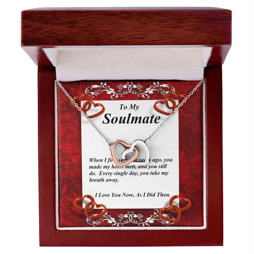 Interlocking Hearts Necklace, Custom Message Card