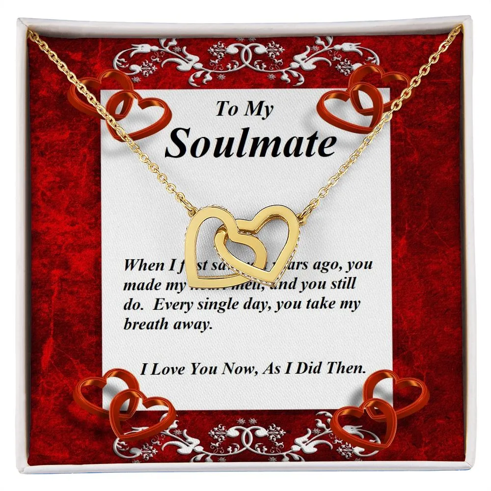Interlocking Hearts Necklace, Custom Message Card