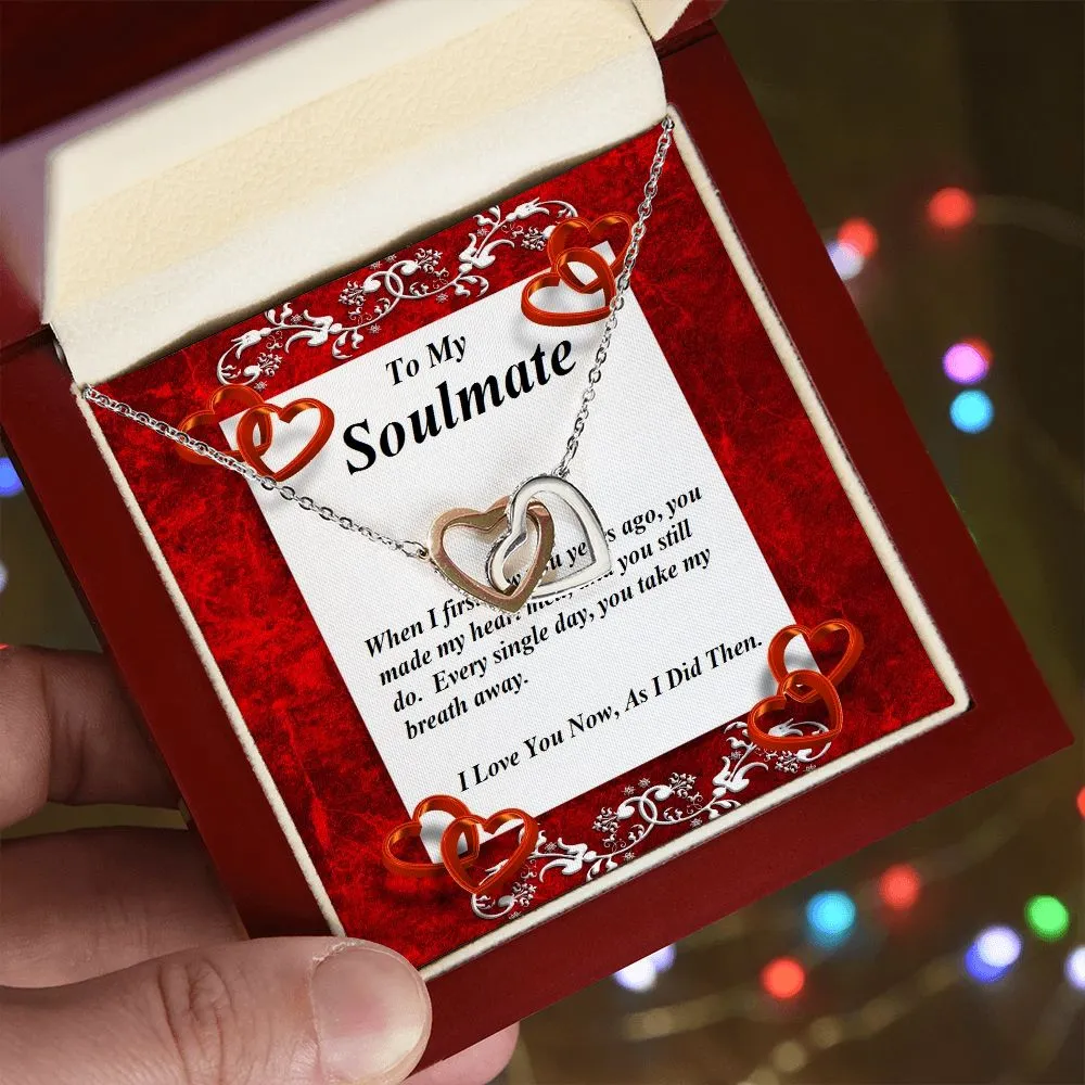 Interlocking Hearts Necklace, Custom Message Card