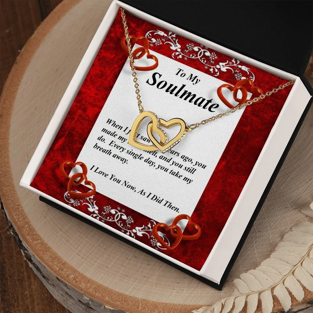 Interlocking Hearts Necklace, Custom Message Card